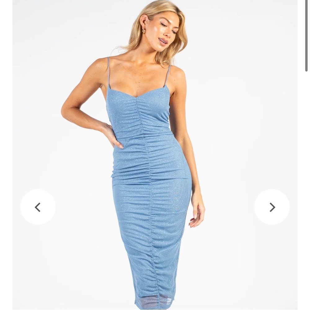 Ruched shimmer midi dress